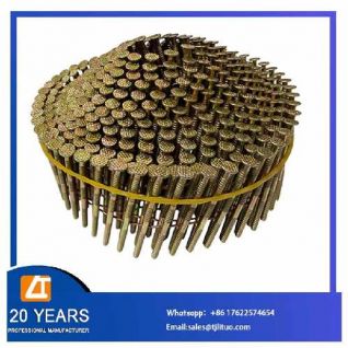 16°Angled Yellow Galvanized Finish Conical Ring Shank Coil Nails